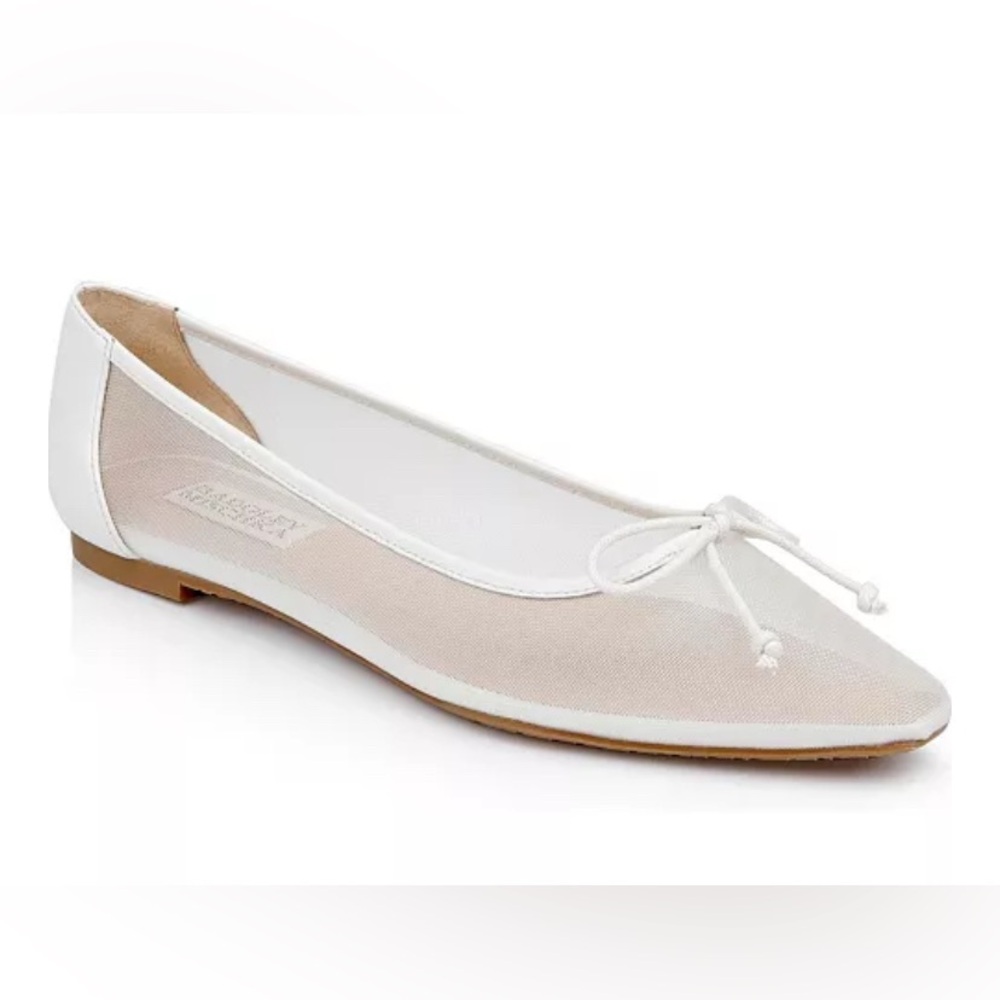 Badgley Mischka Cam Sheer Mesh Evening Ballet Flats White Size 8.5